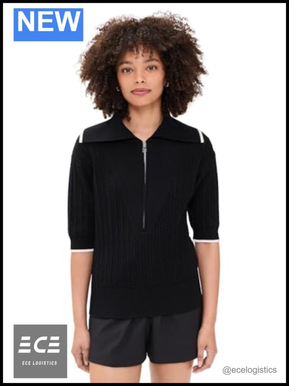 Varley Arney Half Zip Knit Polo Pointelle Lightweight Top